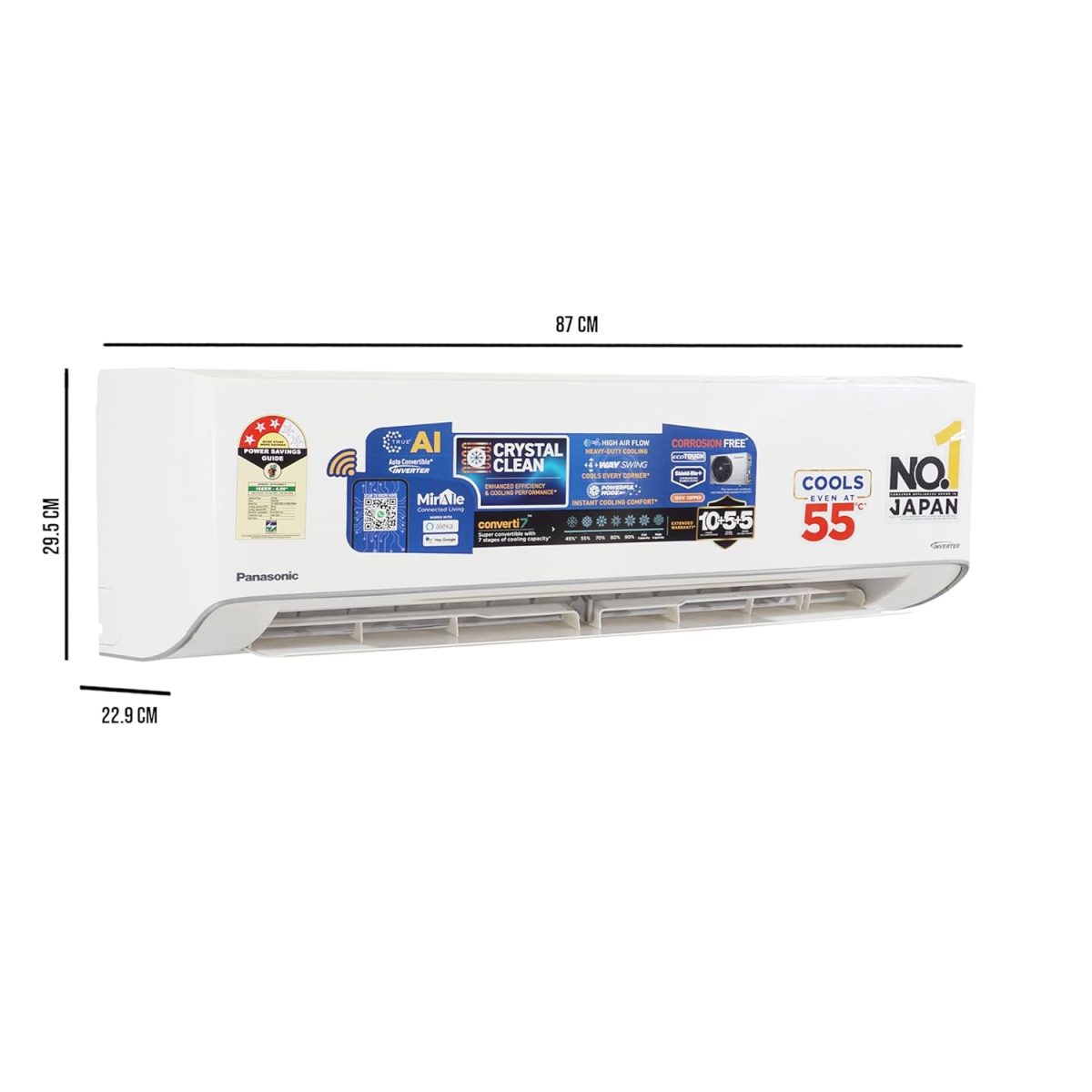 Panasonic EU 7 in 1 Convertible 1.5 Ton 3Star Inverter Split,(100% Copper Condenser, CS/CU-EU18BKY3FM), With MirAie & Matter Certified 55°Tested,High CFM & Eco tough Outdoor Crystal Clean Technology - Image 6