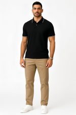 Raptor Brothers Jacquard Collar t Shirts for Man Half Sleeves Polo Collar T Shirt Plain Regular Fit Solid Black T Shirt White Tipped Polo Collar Tshirt for Men (S,M,L,XL,XXL) - Image 5
