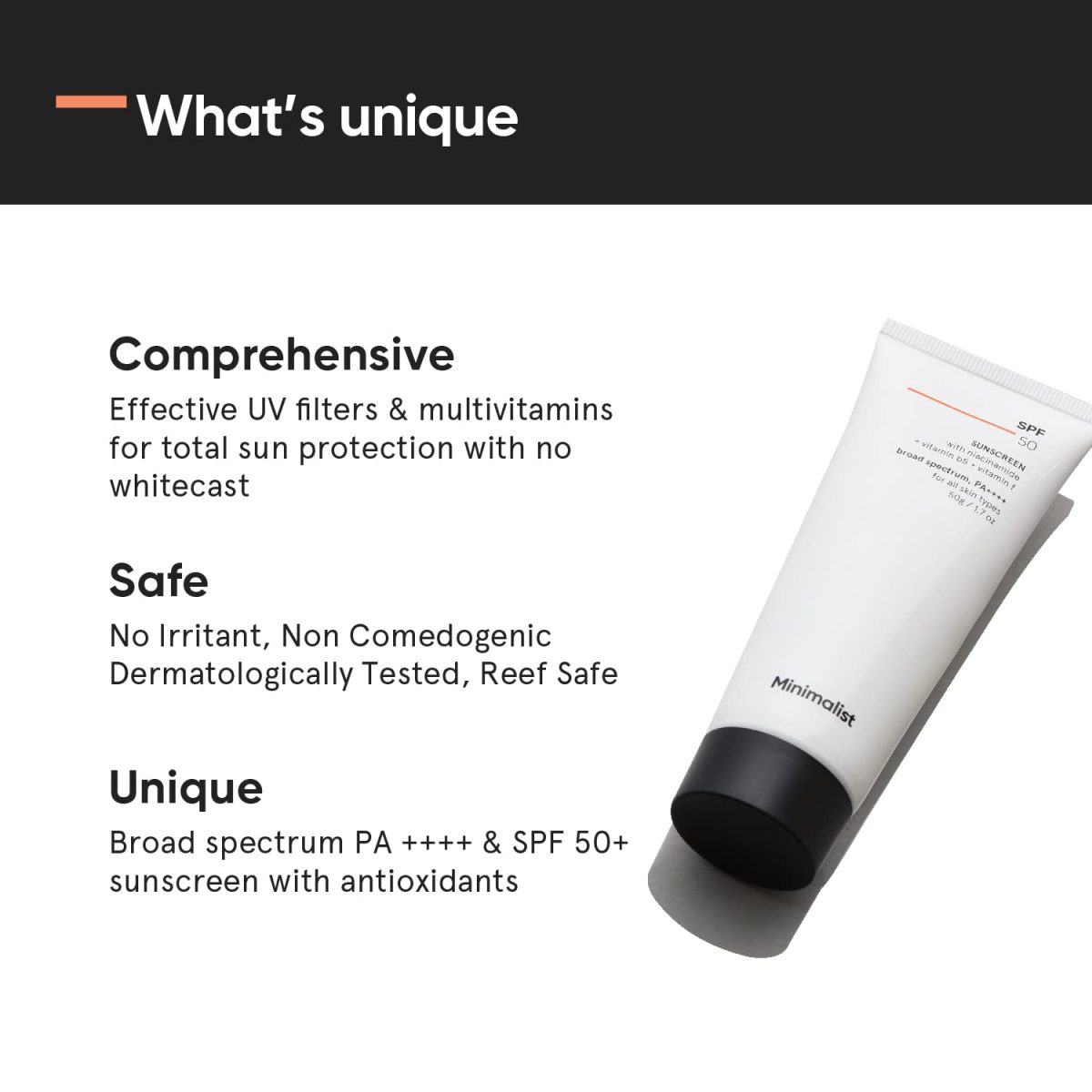 Minimalist Sunscreen SPF 50 PA++++ | Clinically Tested in US (In-Vivo) | Lightweight Cream with Multi-Vitamins | No White Cast | Broad Spectrum Niacinamide Sunscreen For Oily Skin, Dry Skin | For Women & Men | 50g (Pack of 1) - Image 4