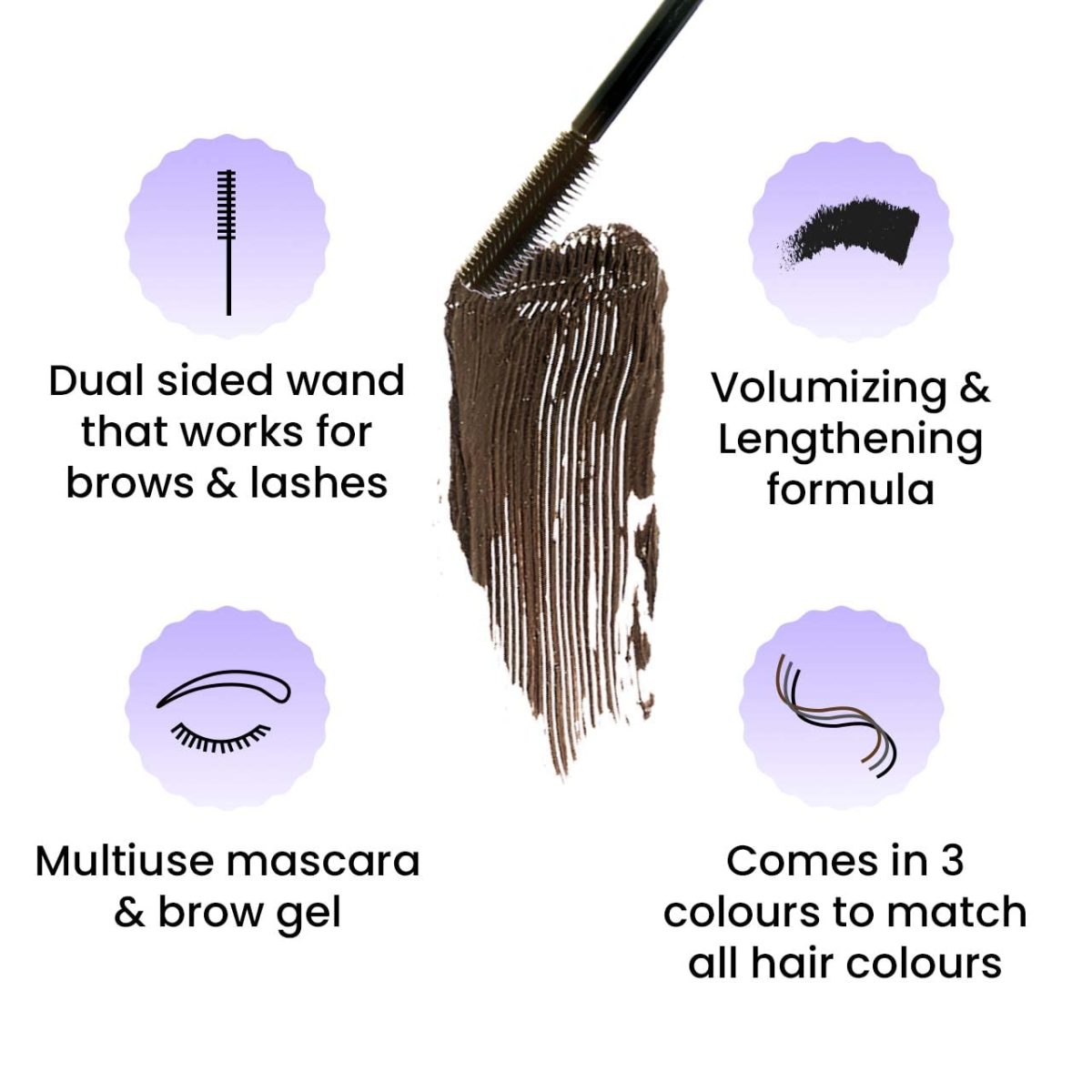 FAE Beauty 2-in-1 Volumising Mascara & Brow Gel | Lengthening & Buildable Formula | Easy To Remove | For All Genders | For Lashes & Brows | Vegan (Dark Brown) - Image 2