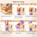 Portable 6-Blade Juicer Blender with built-in Jar,Juice Mixer Bottle,Fruit Juice Machine,USB Rechargeable Personal Size Juicer Grinder for Juices,Kitchen appliance for Protein&Milk Shakes - Image 2