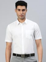 RAMRAJ Mens Cotton Spread Collar Solid White Half Sleeve Formal Shirt - Image 3