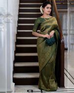 MOKSHA TRENDS Women's Pure Soft Kanjivaram Silk Saree | Banarasi Style Sari With Unstitched Blouse Piece | Wedding Collection - Image 4