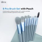 Gleva 8 Pcs Brush Set With Pouch, Makeup Brushes Premium Synthetic Kabuki Foundation, Concealers, Eye Shadows Professional Blush, Face Powder, Highlighter, Contour, Blending Eyeliner (Pink) - Image 2