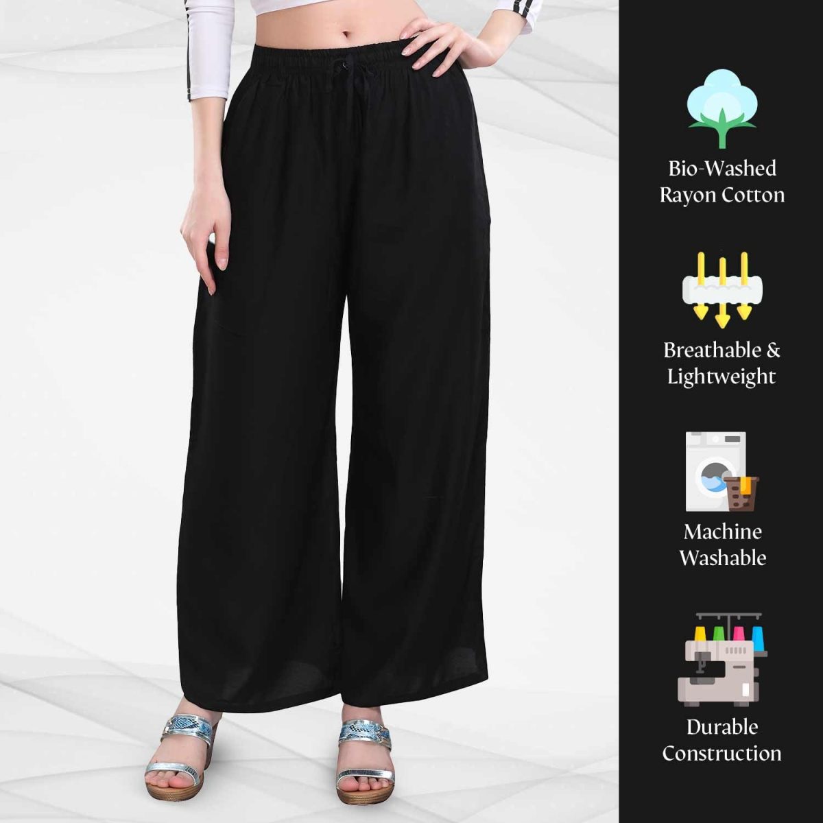 TRASA Women's and Girls Cotton Reyon Regular Fit Palazzo Pants - Available Size - L, XL, 2XL, 3XL - Image 4