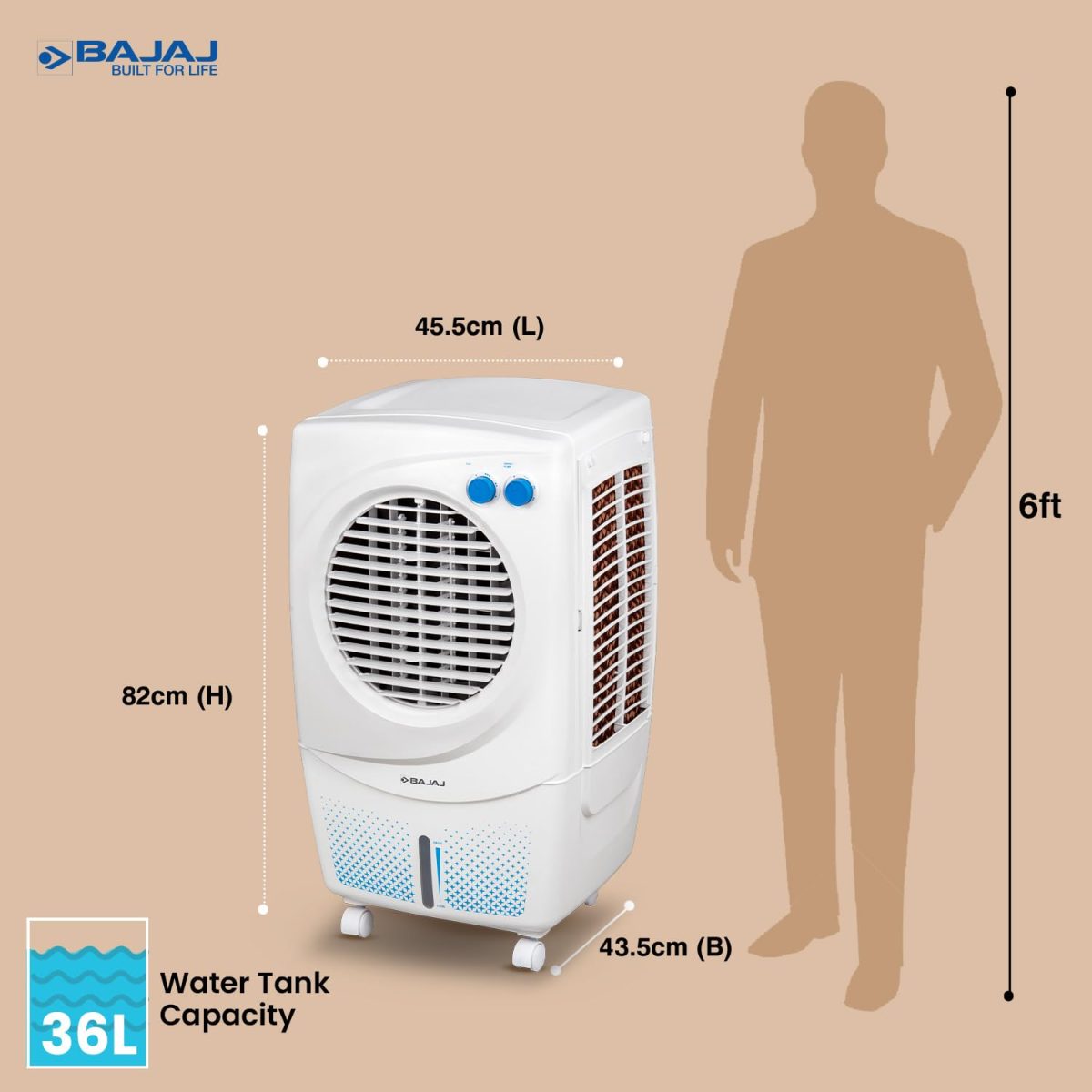 Bajaj PX97 Torque New 36L Personal Air Cooler For Home | High Speed Fan | 30Ft Powerful Air Throw | Inverter Compatible | Cooler For Room | 3 Yrs (1 Yr Standard + 2 Yrs Extended) Warranty【White】 - Image 6