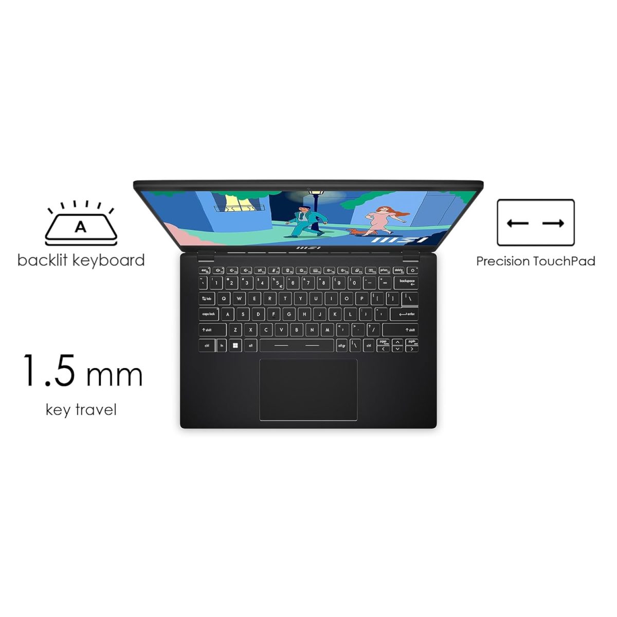 MSI Modern 14, AMD 7th Gen. Ryzen 7 7730U, 36CM FHD 60Hz Laptop(16GB/512GB NVMe SSD/Windows 11 Home/MSO 2021/AMD Radeon Graphics/Classic Black/1.4Kg), C7M-285IN - Image 5