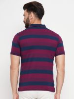 UNIBERRY Men's Cotton Blend Half Sleeve Striper Polo Neck T-Shirt Has A Short Sleeve & Pocket On Chest-REMT3-MR_XL Maroon - Image 2