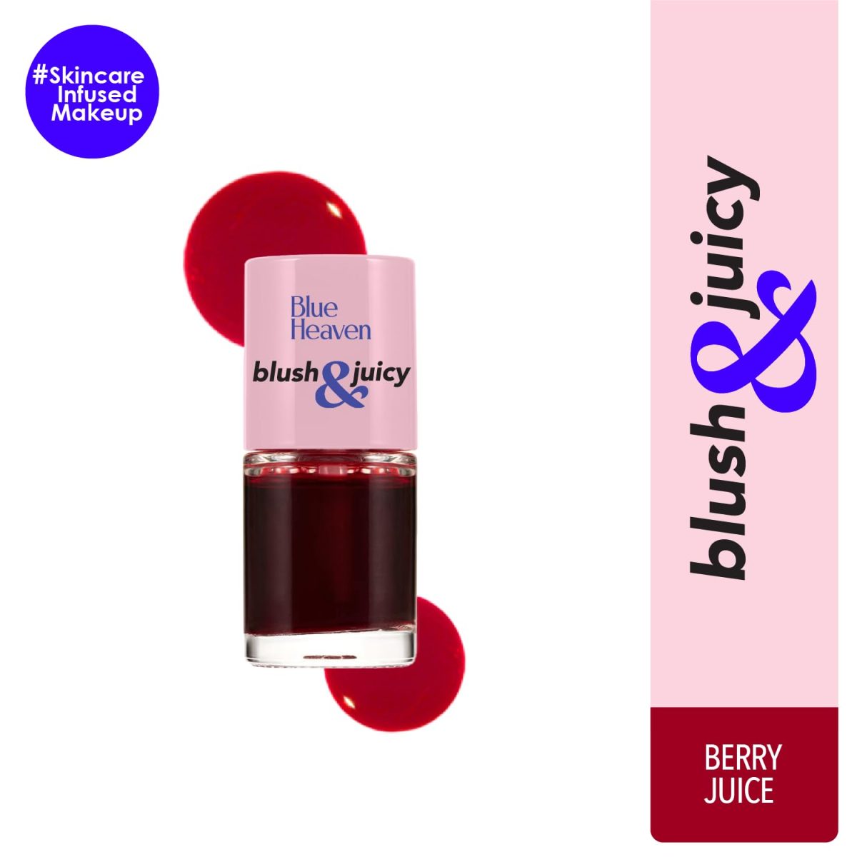 Blue Heaven Blush & Juicy Lip & Cheek Tint Infused With Pomegranate & Strawberry Extract|Multipurpose 3 In 1 Lip Tint|Long Lasting,Water Proof & Hydrating Liquid Blush,Berry Juice,9Ml,Glossy - Image 2