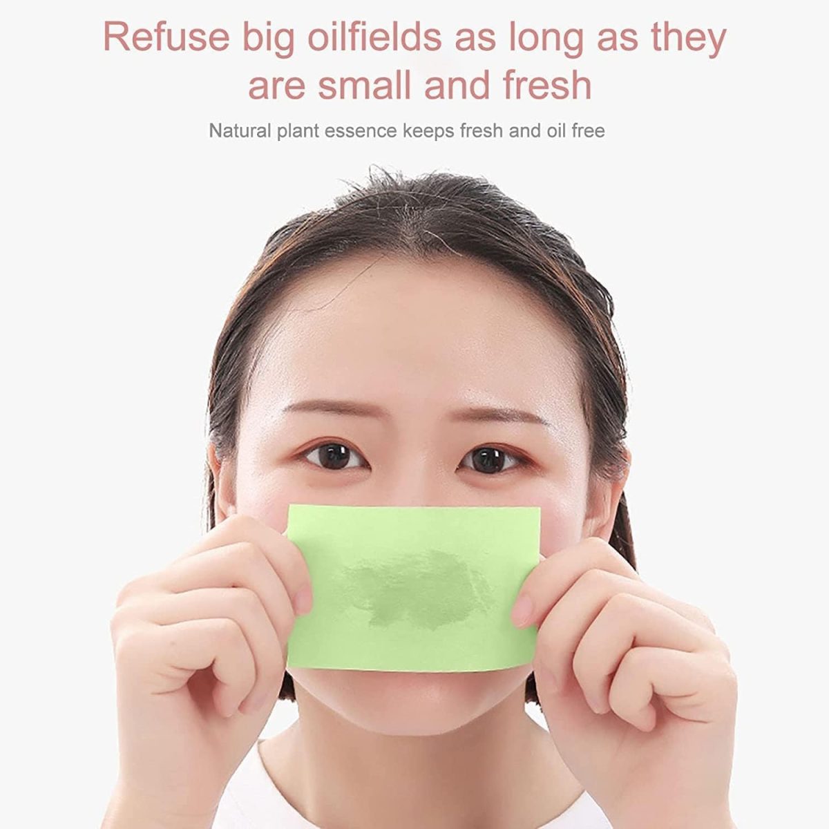 KICHKER Green Tea Infused Premium Oil Blotting Sheets - 100 Pcs Thick Facial Blotting Papers for Oily Skin, Acne Control, and Makeup-Friendly Shine Control- penser Pack for Women and Men - Image 4