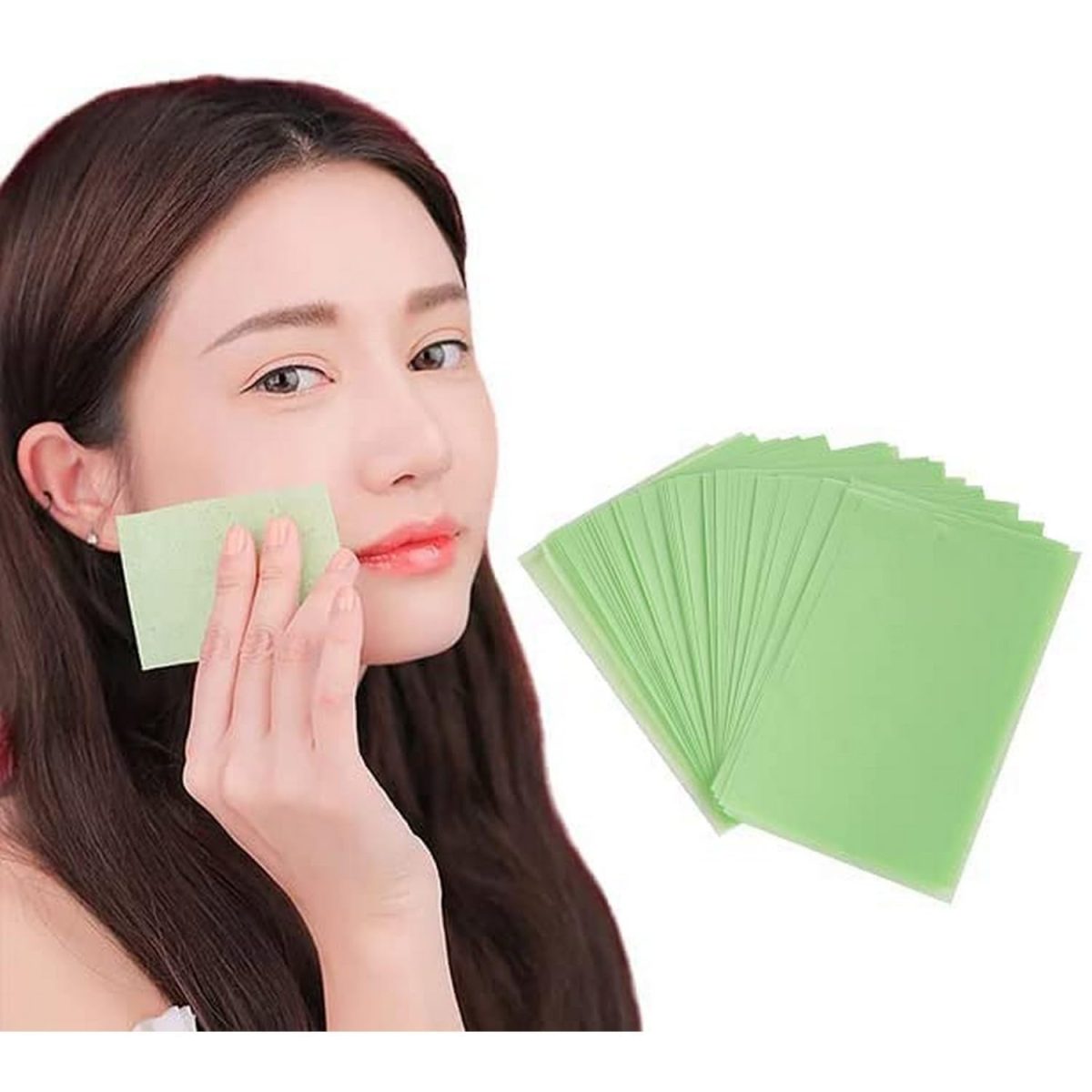 KICHKER Green Tea Infused Premium Oil Blotting Sheets - 100 Pcs Thick Facial Blotting Papers for Oily Skin, Acne Control, and Makeup-Friendly Shine Control- penser Pack for Women and Men - Image 6