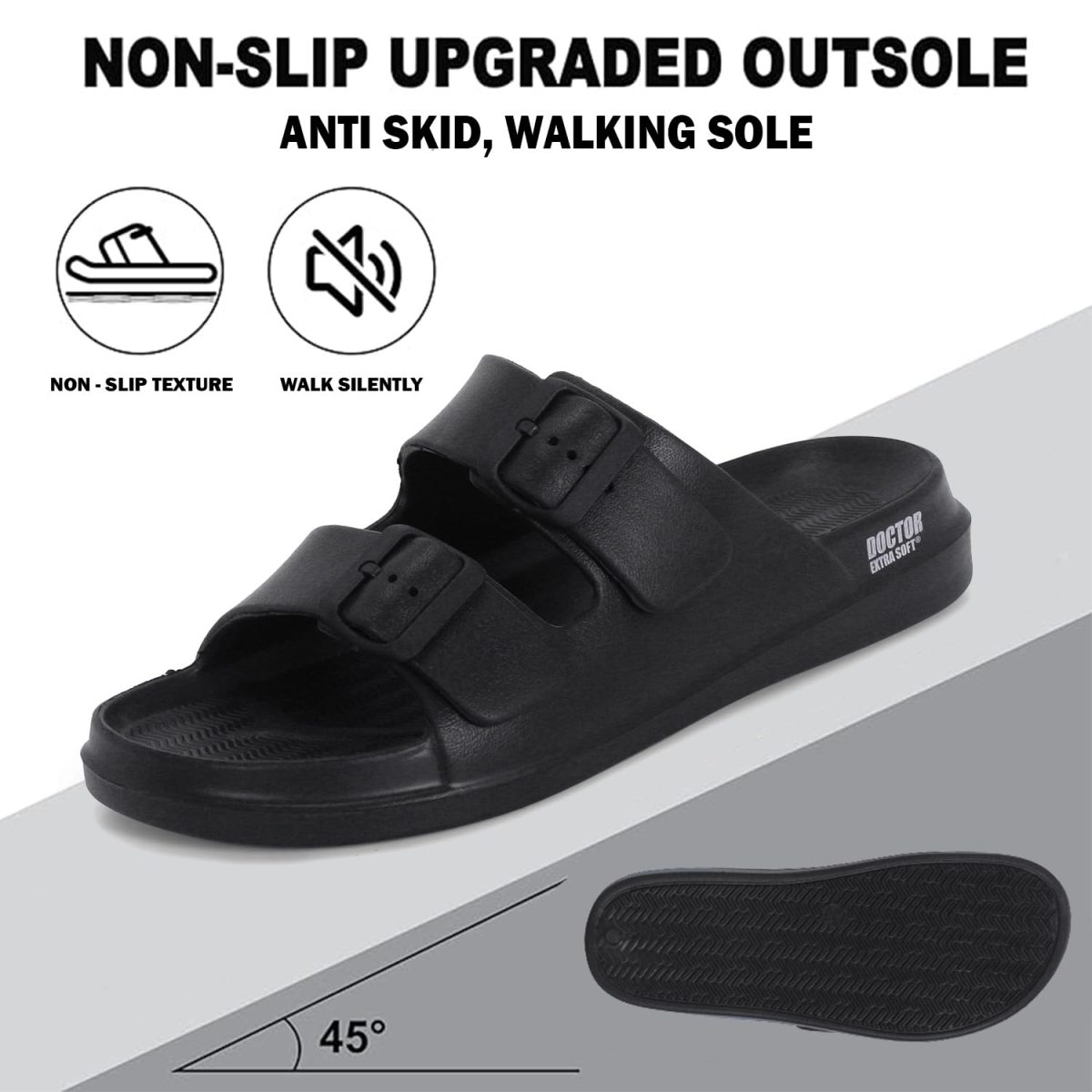 DOCTOR EXTRA SOFT Men's Classic Cushion Sliders/Slippers with Adjustable Buckle Strap for Adult | Comfortable & LightWeight |Stylish & Anti-Skid| Waterproof & Everyday Flip Flops for Gents & Boys D-505 - Image 5