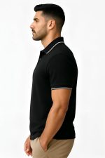 Raptor Brothers Jacquard Collar t Shirts for Man Half Sleeves Polo Collar T Shirt Plain Regular Fit Solid Black T Shirt White Tipped Polo Collar Tshirt for Men (S,M,L,XL,XXL) - Image 6