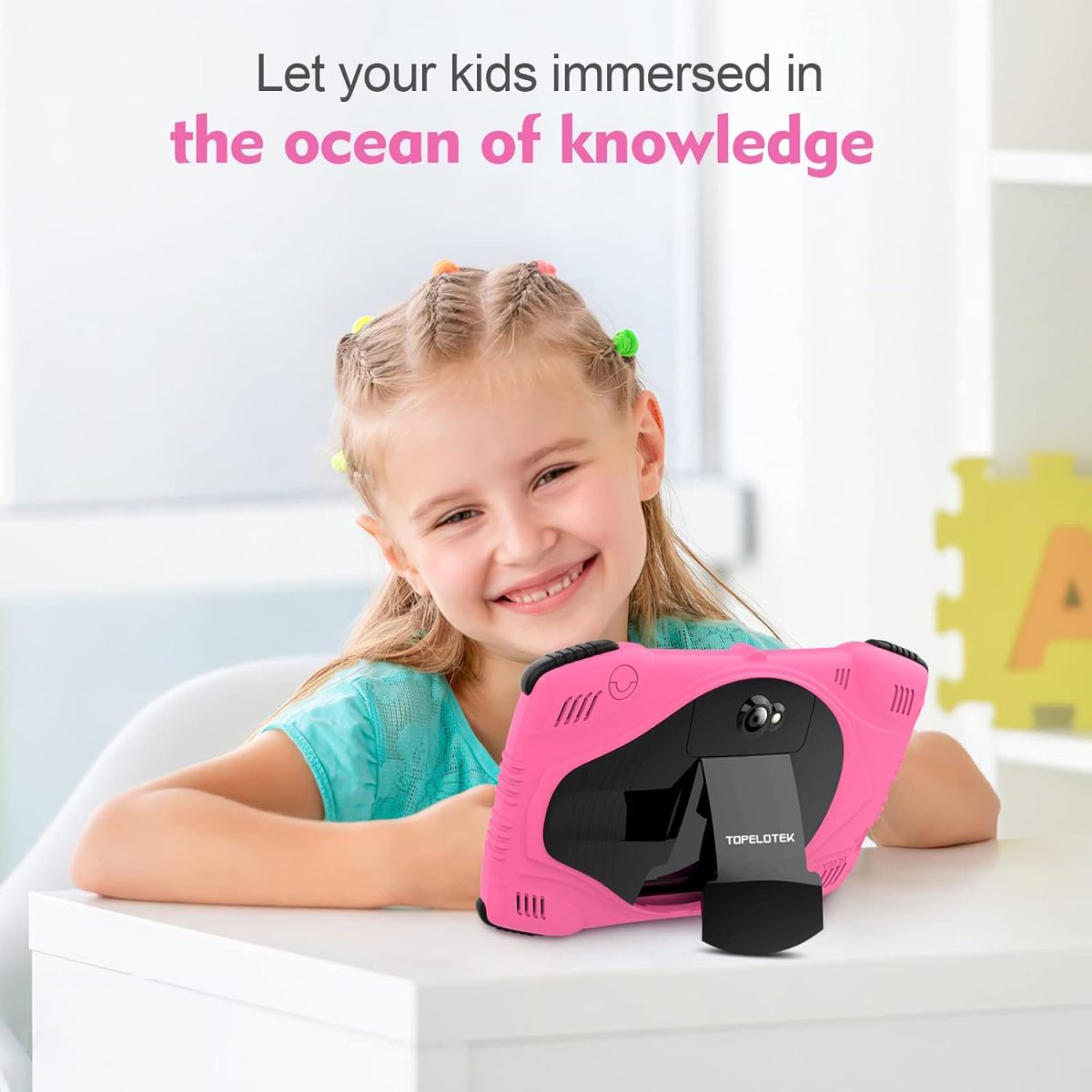 TOPELOTEK Kids Tablet for Toddlers 7IN Children's Tablets with Case Included, Educational Tablets for Kids with WiFi, Dual Camera, Parental Controls, Shock Proof Child Tablet for Toddler Boys Girls - Image 2