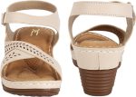 XE Looks Women's Cream Orthopedic Sandals with Adjustable Ankle Strap | Stylish Perforated Design and Cushioned Wedge Heel For Girls & Women - Image 6