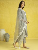 Kaari Women's Solid Color Kurta Set with Dupatta - Straight Fit | Silk Blend Fabric | Embroidery & Lace on Border | Organza Dupatta with Embroidery | Straight Pant with Side Pocket - Image 3