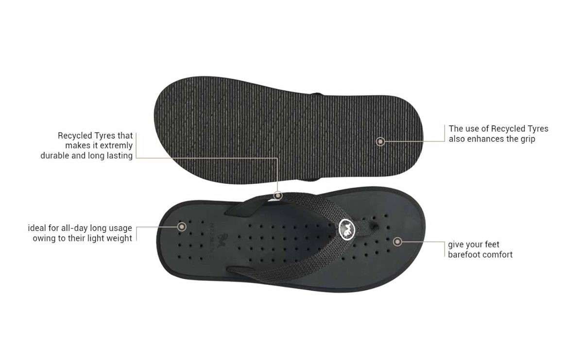 Neeman's Eco Flip Flops for Men | Comfortable Outdoor Indoor Fashionable Slippers for Boys | Rubber Flat Slip On Flexible | Everday Comfort | Lightweight Soft Chappal - Image 3