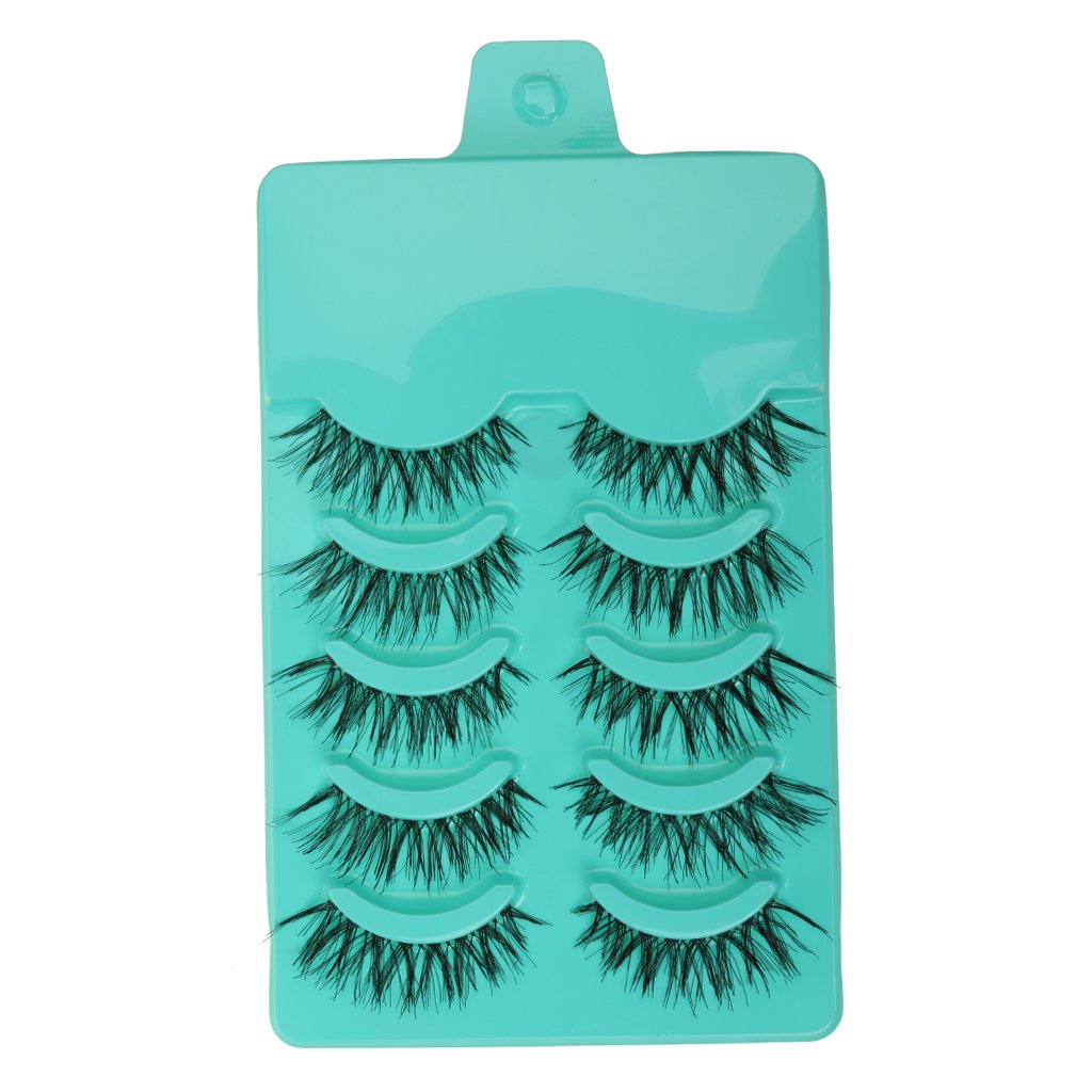Magideal 5 Pairs Beauty Makeup Handmade Messy Cross Style False Eyelashes Green