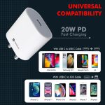 Portronics Adapto 20 Type C 20w Charger for Android,iPhone 14/14 Plus/ 14 Pro/ 14 Pro Max, iPhone 13/13 Pro/13 Pro Max/13 Mini, 12/12 Mini/ 12 Pro Max, iPhone 11 Series with PD 3.0 (White) - Image 5