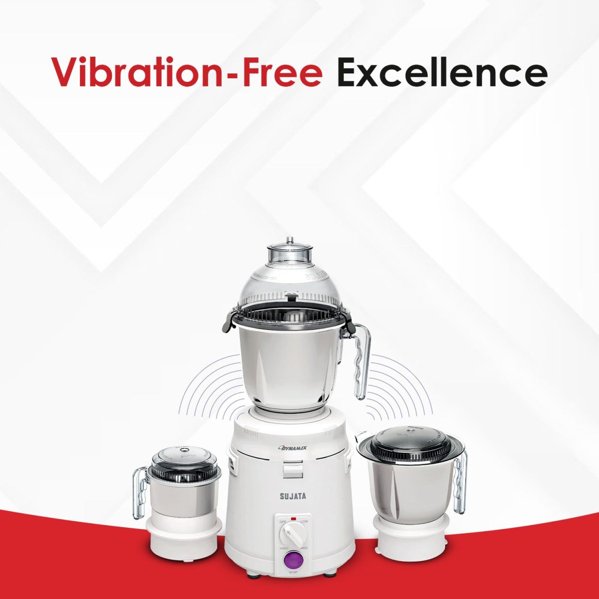 Sujata Dynamix 900 Watts Mixer Grinder | 22000 Rotations Per Min | 90 Minutes Continuous Running | 3 Versatile Jars 1500 ml, 1000 ml and 400 ml - Image 5
