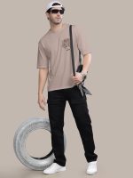 BULLMER Black Trendy Front and Back Printed oversized Round Neck T-shirt for men - Image 6