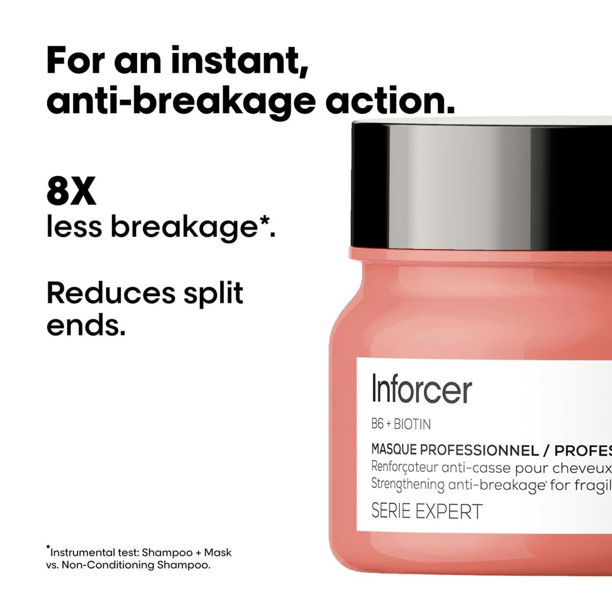 L’Oréal Professionnel Inforcer Strengthening Hair Mask with Vitamin B6 & Biotin for Weak, Brittle Hair, Serie Expert, 250gm - Image 2