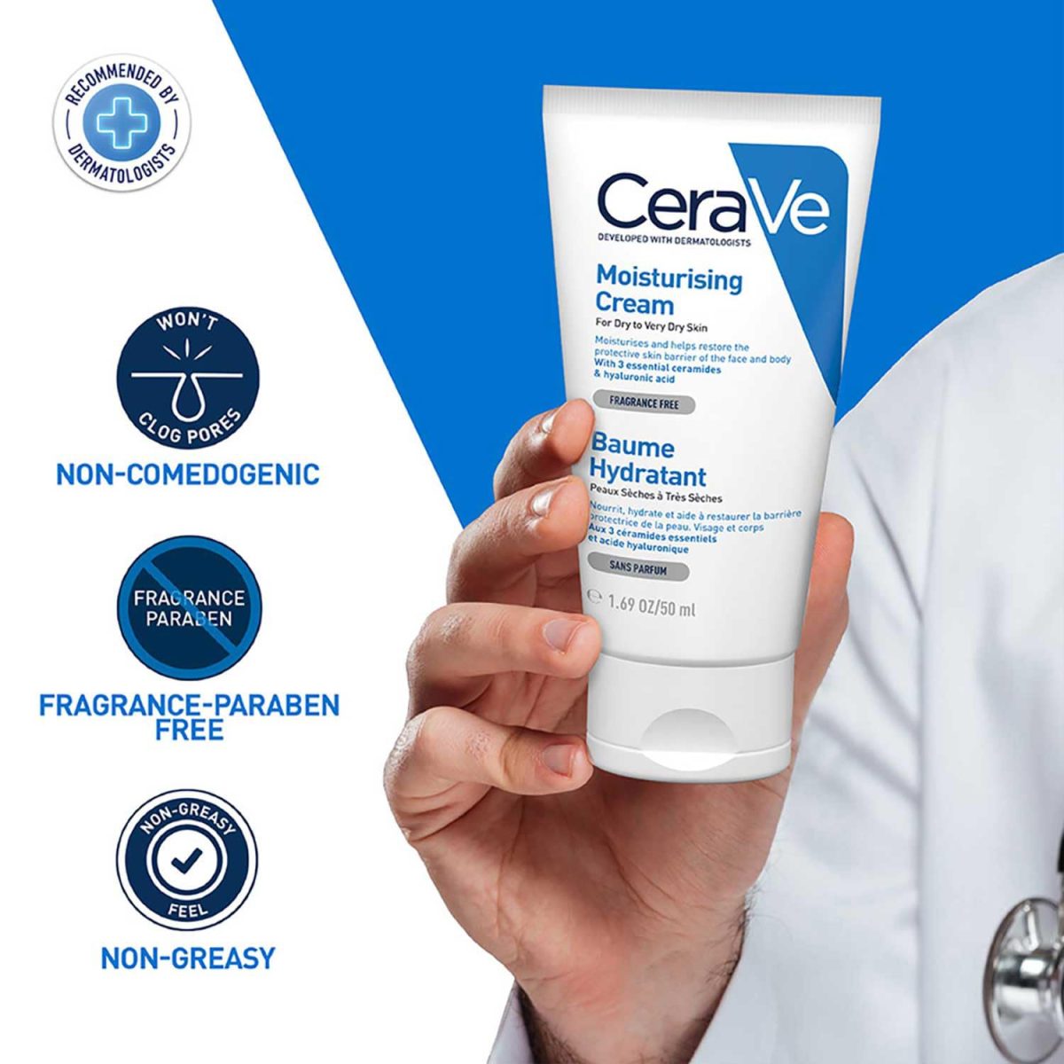 CeraVe Moisturizing Cream For Dry To Very Dry Skin (50ml) - Formulated with 3 Essential Ceramides And Hyaluronic Acid | Non-Comedogenic Moisturizer For Face and Body - Image 5