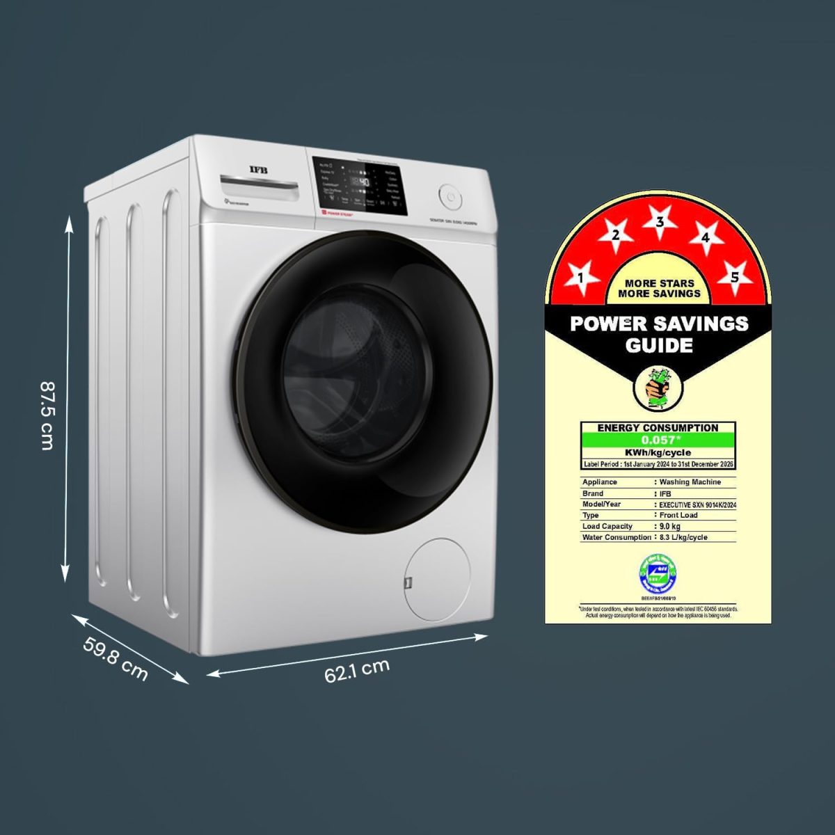 IFB 9 Kg 5 Star Powered by AI with 9 Swirl Wash, WiFi, Fully Automatic Front Load Washing Machine (Executive SXN 9014K, Steam Refresh Program with Eco Inverter, Rich Silver) - Image 2