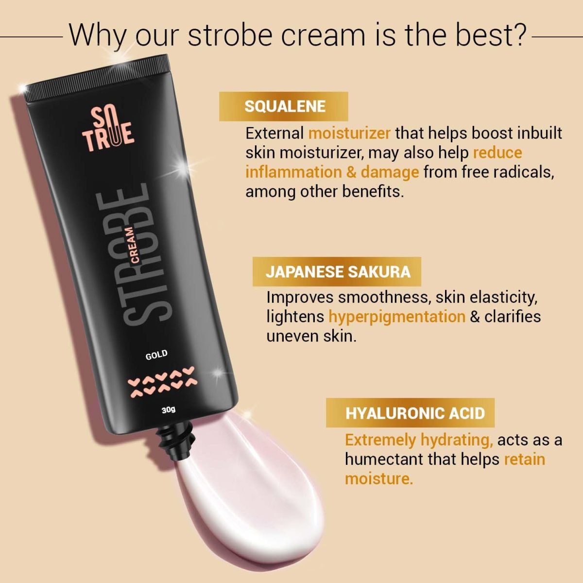 Sotrue Strobe Cream Gold for Face Radiance, Multipurpose Strobe Cream, Dewy Glazed Instant Glow, Highlighter For Face, Boosts Hydration, For All Skin Types, 30g - Image 4