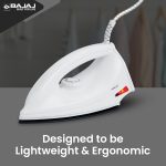 Bajaj DX-6 1000 Watts Dry Iron with Advance Soleplate and Anti-bacterial German Coating Technology, White, Plastic - Image 5