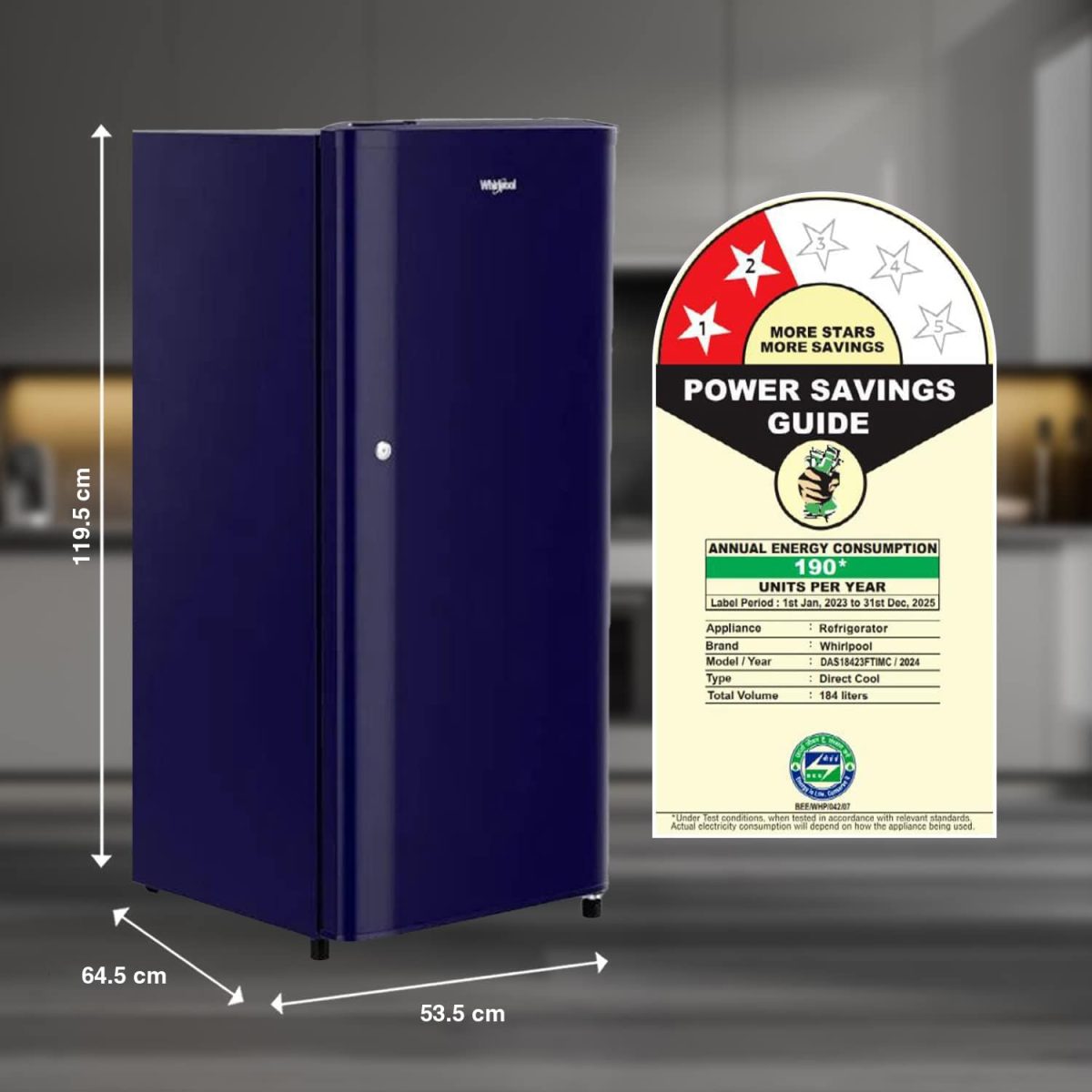 Whirlpool 184 L 2 Star Direct-Cool Single Door Refrigerator (205 WDE CLS 2S SAPPHIRE BLUE-Z, Blue,2023 Model) - Image 6