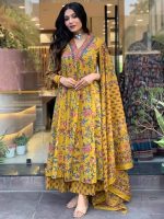 Royal Export Women's Viscose Floral Printed Anarkali Kurta with Palazzo Pants & Dupatta - Ethnic Wear - Image 4
