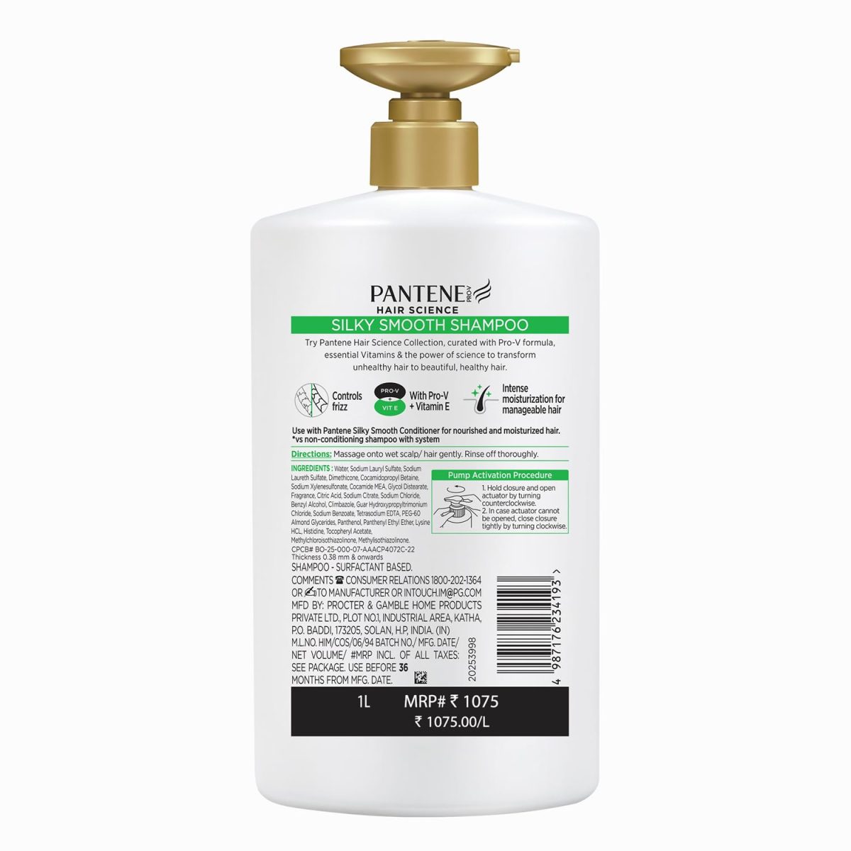 Pantene Advanced Hairfall Solution, Silky Smooth Care Shampoo, Pack of 1, 1000ML, Green - Image 9