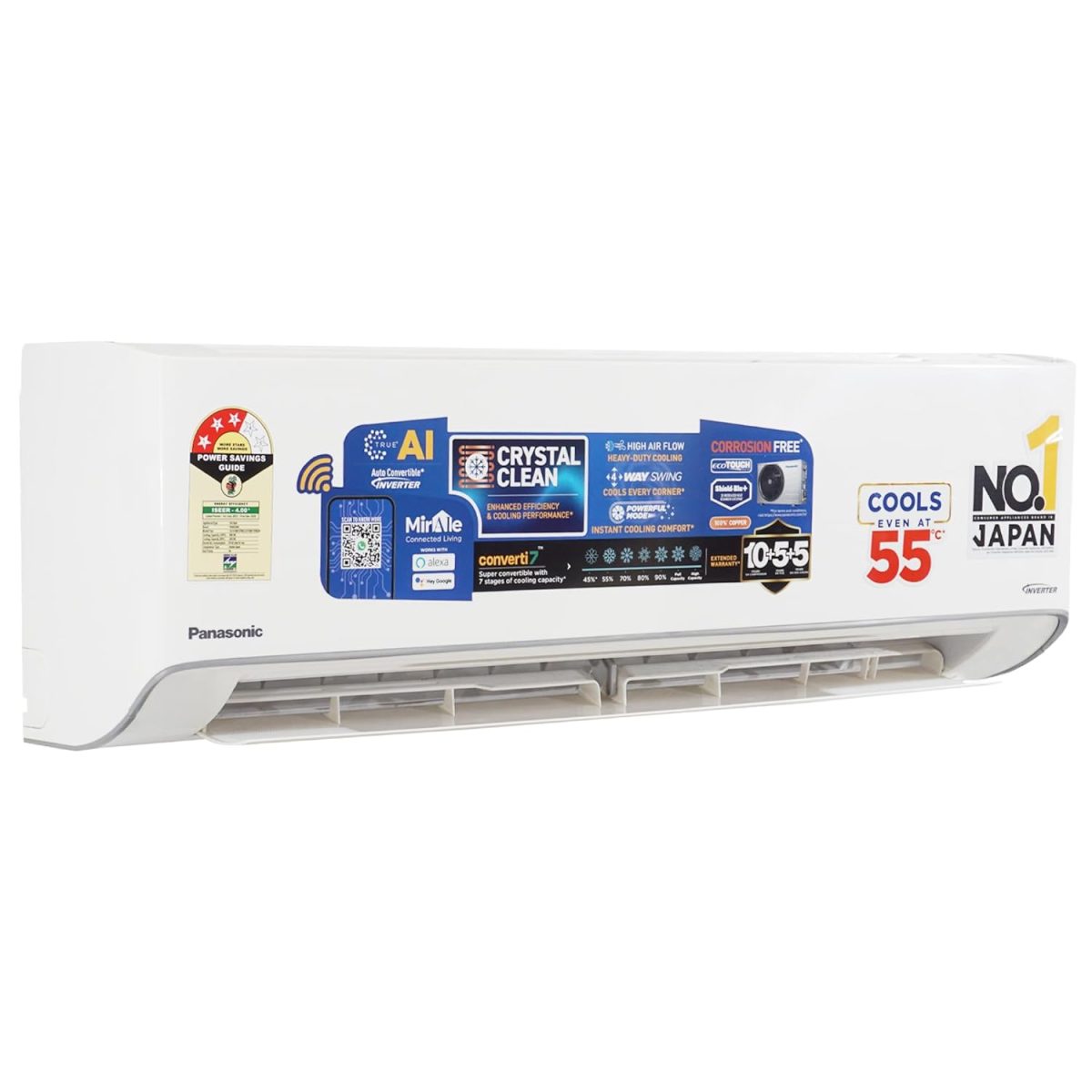 Panasonic EU 7 in 1 Convertible 1.5 Ton 3Star Inverter Split,(100% Copper Condenser, CS/CU-EU18BKY3FM), With MirAie & Matter Certified 55°Tested,High CFM & Eco tough Outdoor Crystal Clean Technology - Image 4