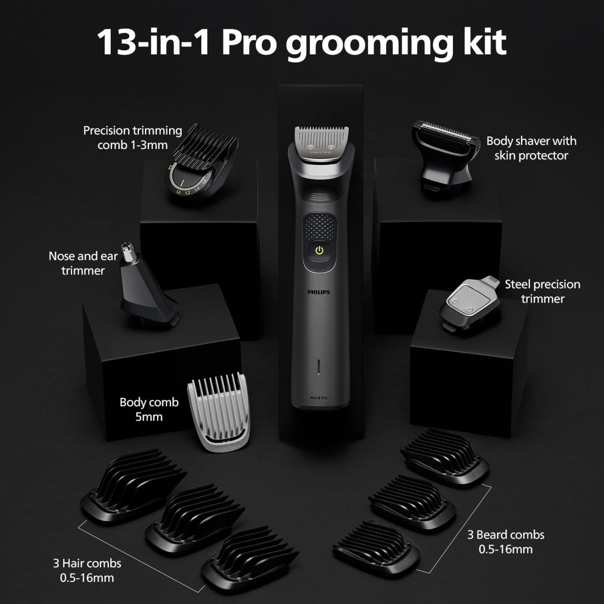 Philips India's No.1 Men's Trimmer| Patented Twin Trim Blades I Precision Trimming, 13-in-1 Modern Man Kit -Face, Body & Private Parts I 120Min Runtime I 5 min Quick Charge MG7920/65 - Image 5