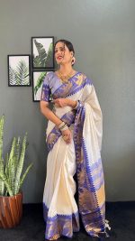 Veglari women's kanchipuram lithi silk cotton soft jacqurad banarsi sarees with blouses piescs - Image 2