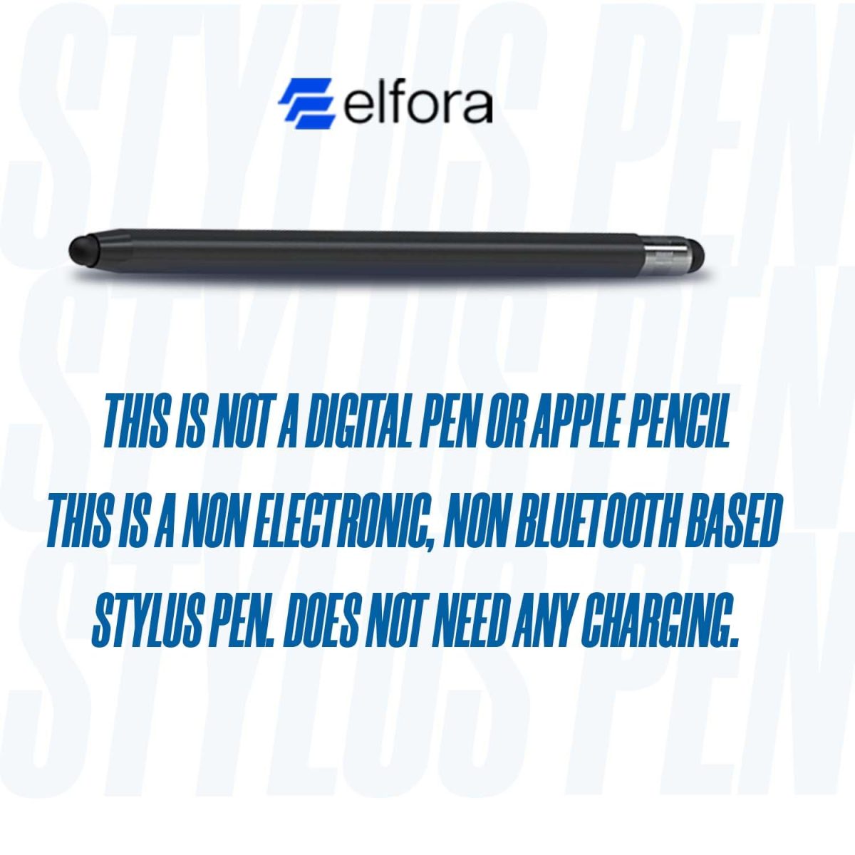 Elfora 2 in 1 Tablet Stylus Pen for All Touch Screens Devices | Fine Point Tip | High Sensitivity & Precision Capacitive Pen with Compatible for iOS, Android, and Windows – Black - Image 2