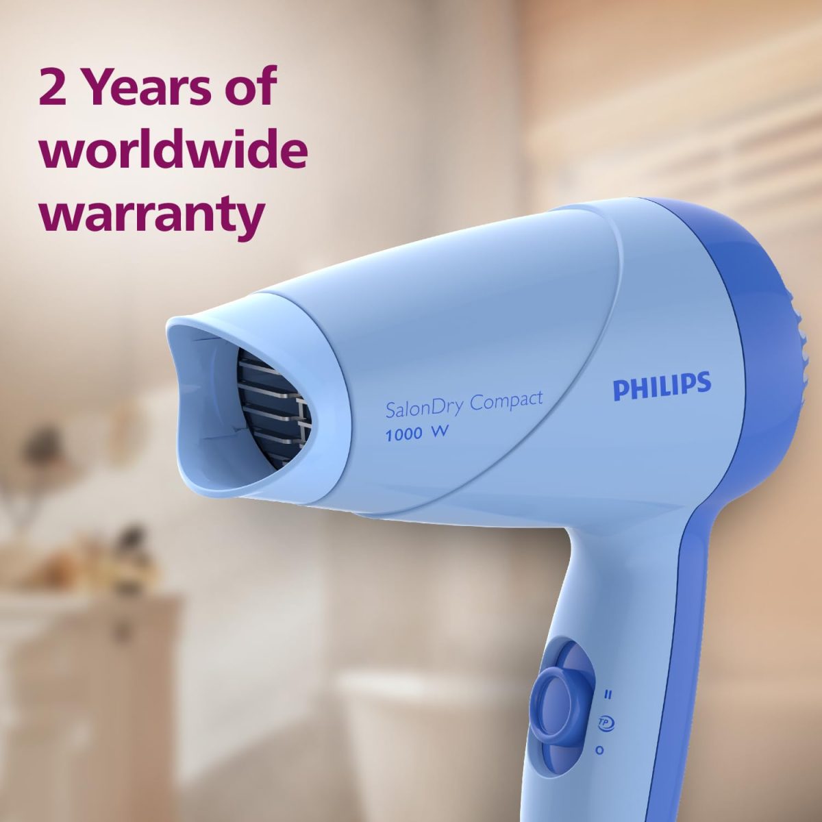 Philips HP8100/60 Compact Hair Dryer| 2 Flexible heat setting| ThermoProtect prevents overhearting | 1000 Watts- Blue - Image 7