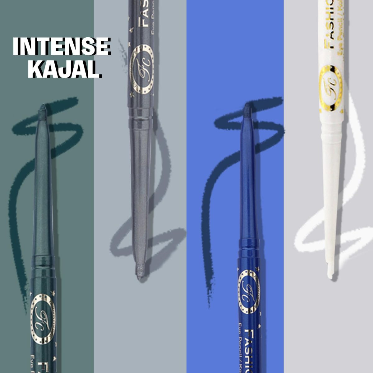 FASHION COLOUR Intense Revolving Kajal | High Impact Intense Color In 1 Stroke | 12 Hr Long Stay | Matte & Mettalic Finish | Soft Texture | Waterproof & Smudgeproof Kajal | (Grey) - Image 8