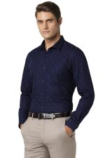 Peter England Men's Cotton Slim Fit Ditsy Printed Full Sleeve Shirt - Image 2
