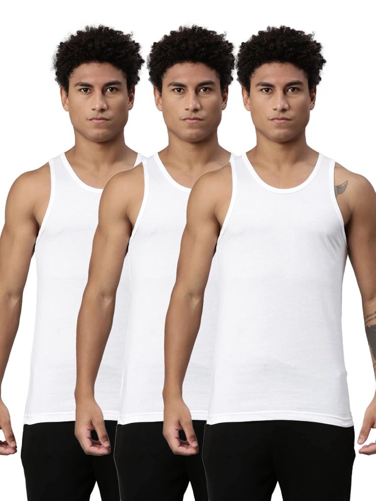 Levi's 012 Men's Rib Pure Cotton Solid Vest - U-Neck, Sleeveless, Side Branding, Snug fit with Easy Tucked (Pack of 3)