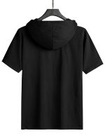 Jump Cuts||Mens Printed Tshirt||Hooded Neck||Halfsleeve Hoodie for Men||Single Front Pocket Tshirt - Image 2