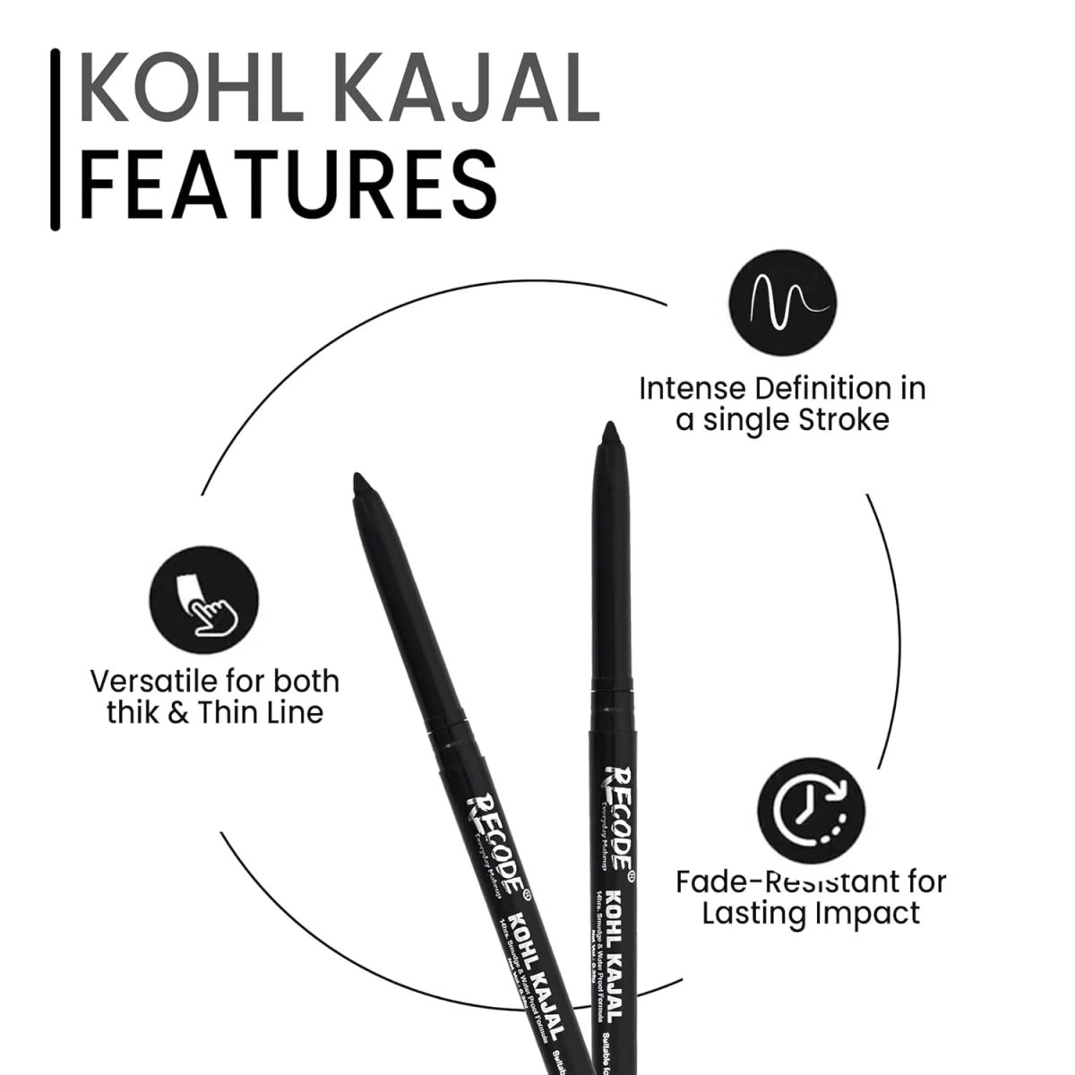 Recode Pookie Black Kajal-Everyday Makeup - 0.35G - Image 2