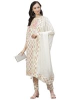 Divena Off white Cotton Straight Kurta Pant set with Dupatta - Image 7