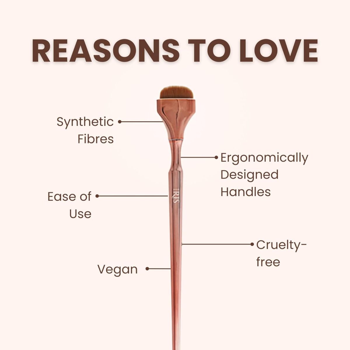 Iris Luminous HD Nose Contour Brush | Expert Makeup Tool for Precision Contouring | Cruelty-Free & Vegan | Synthetic Fibres | Best Nose Contour Brush | Rose Gold - Image 2