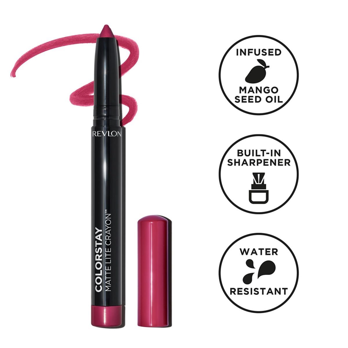 REVLON Colorstay Matte Lite Crayon Lipstick, Ultra-Precise Tip with built in Sharpner, Bold Color in Comfortable, Non-Drying Matte Formula, Water-Resistant Non-Drying Lipcolor Lifted - (011) - Image 3