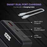 Portronics Luxcell B 20K Advanced 20000 mAh Power Bank with 22.5W Max Output, LED Battery Display, 22.5w Mach USB-A Output, 20w Type C PD Output, Type C Input, Wake Up Button(Black) - Image 8
