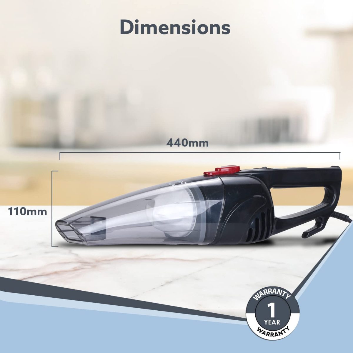 AGARO Regal 800 Watts Handheld Vacuum Cleaner, for Home Use, Dry Vacuuming, 6.5 kPa Suction Power, Lightweight, Lightweight & Durable Body, Small/Mini Size (Black) - Image 6
