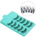 MAYCREATE® 5 Pairs Beauty Makeup Handmade Messy Cross Style False Eyelashes, Reusable Natural Fluffy Faux Lashes, Thick Long 15mm, Soft Comfortable No Glue Needed, Black Synthetic Fiber, Green - Image 3