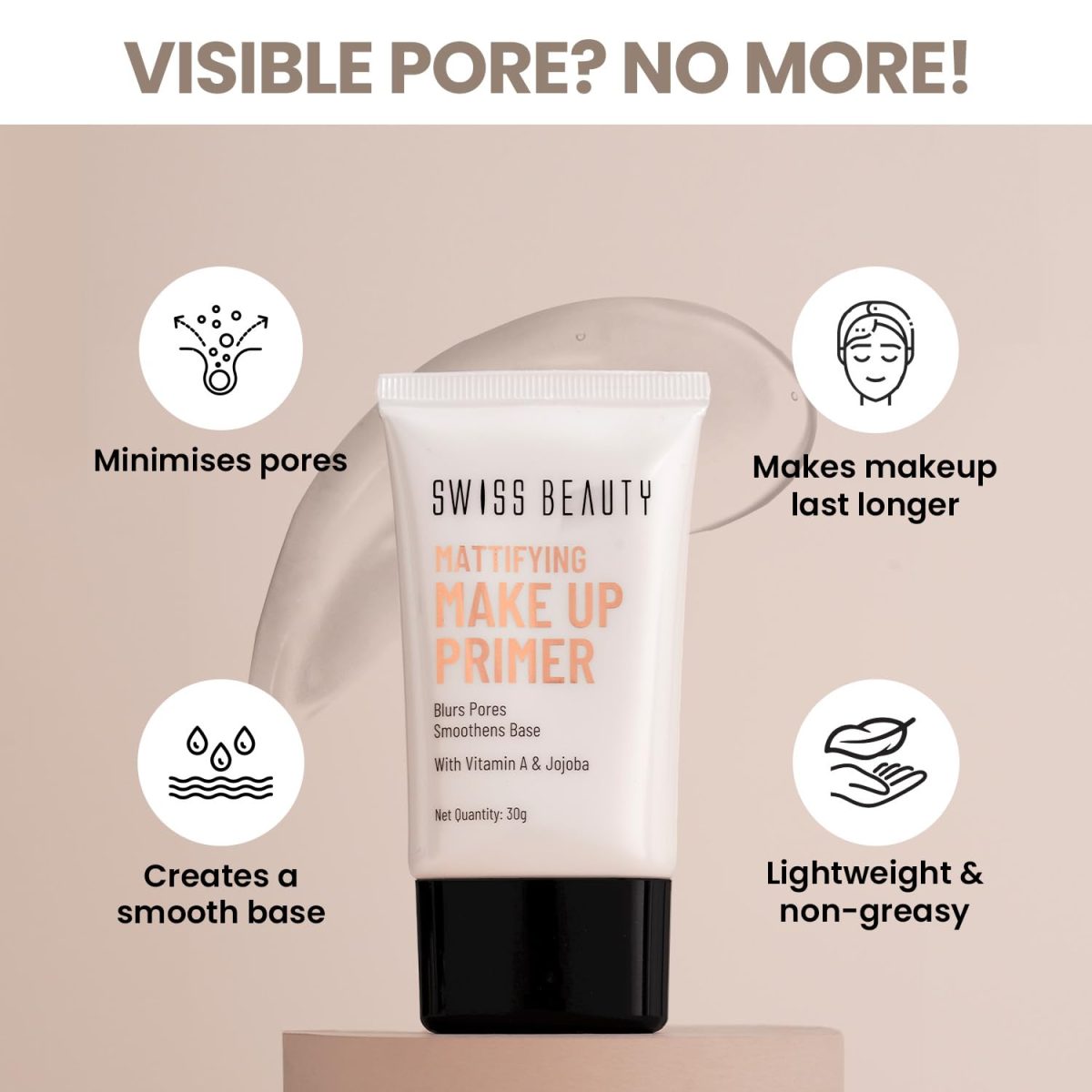 Swiss Beauty Mattifying Makeup Primer | Oil-Free Shine | Minimises Pores | Long-Lasting Base | All skin Types, 30gm - Image 3